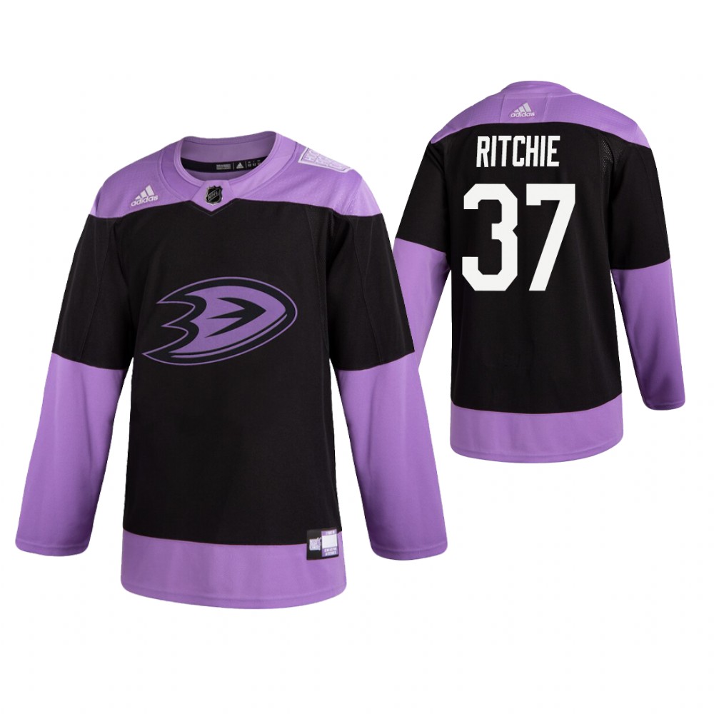 Adidas Ducks #37 Nick Ritchie Men's Black Hockey Fights Cancer Practice NHL Jersey
